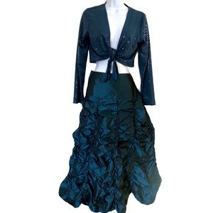 NWOT Italy - Ruched Crinoline Taffeta Maxi Skirt